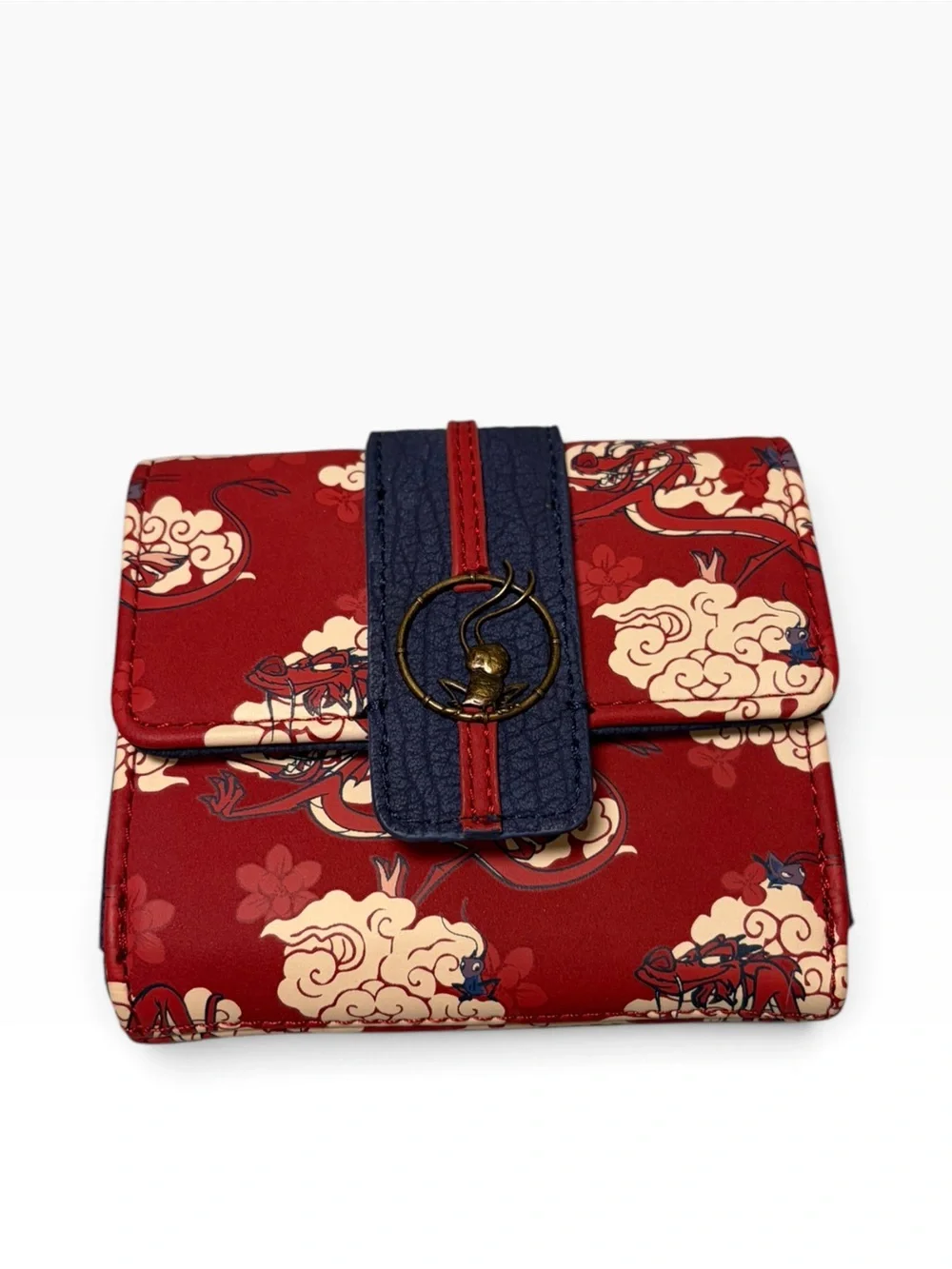Disney Mulan Mushy Cloud Red Floral Bifold Wallet